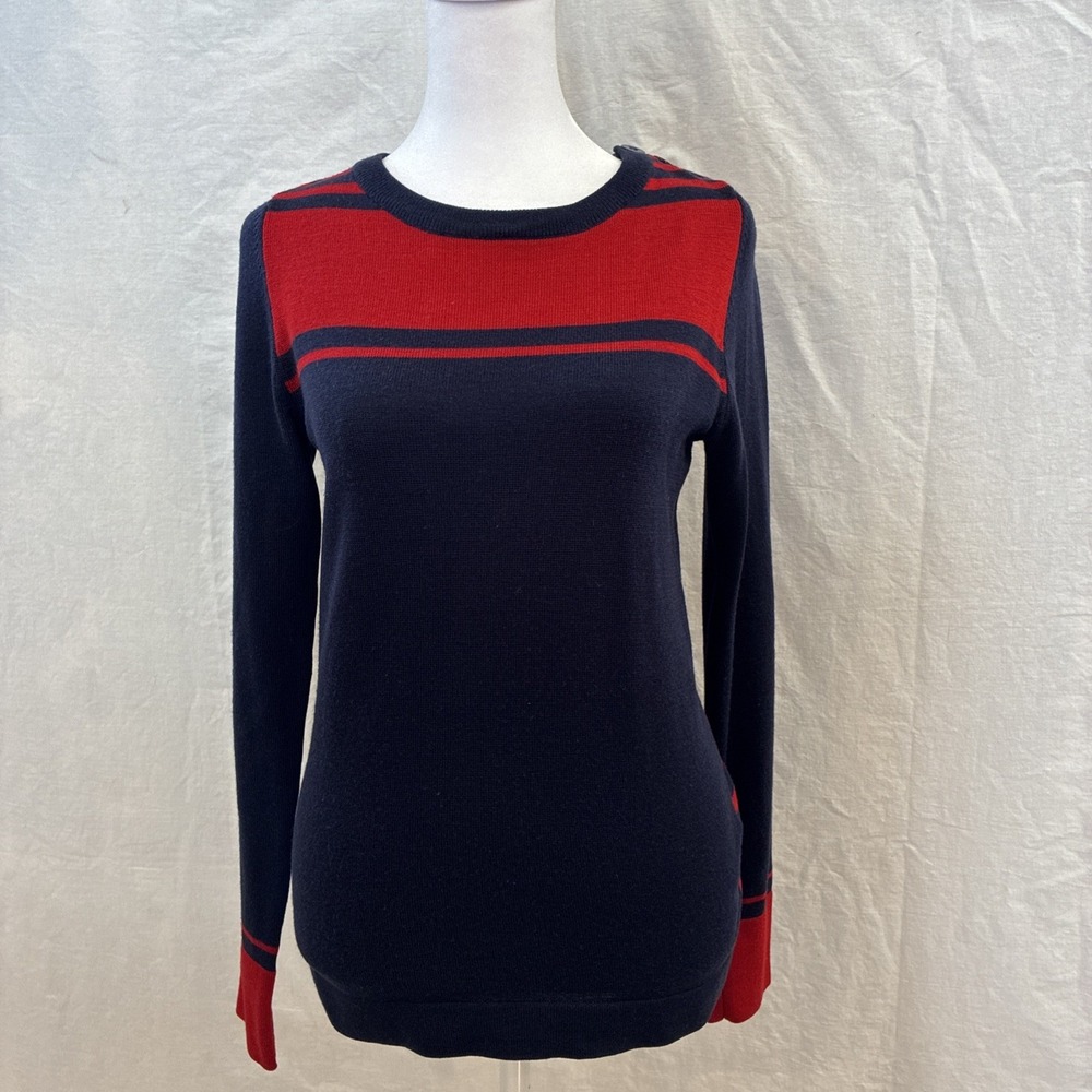 MARC BY MARC JACOBS CARPATHIAN BLUE MULTI SWEATER M Red Stripe Merino Wool Blend